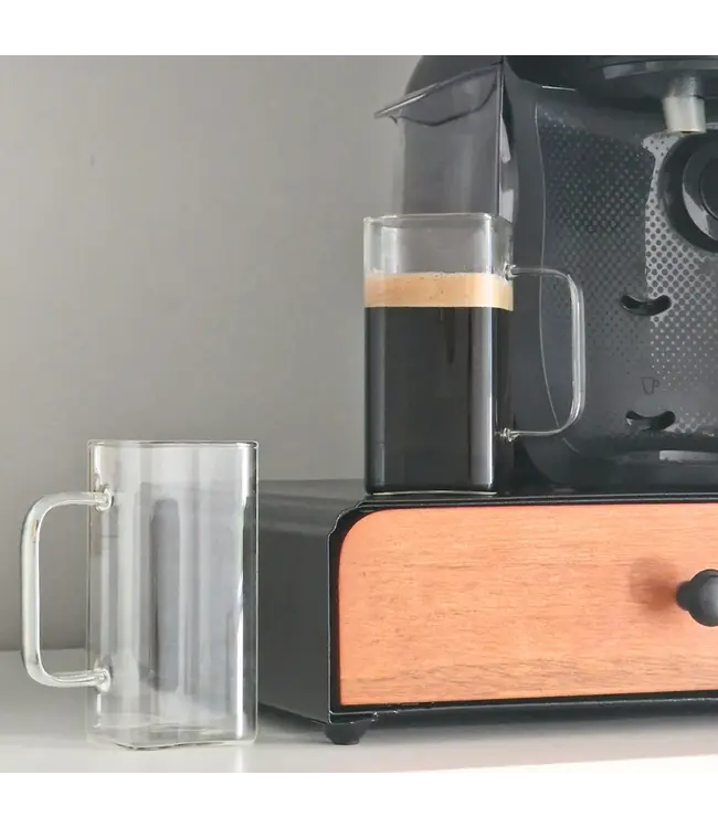 Almina Tasse en verre rectangulaire carrée | 2 pièces | 350 ml