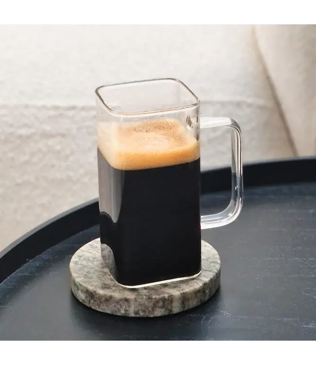 Almina Tasse en verre rectangulaire carrée | 2 pièces | 350 ml