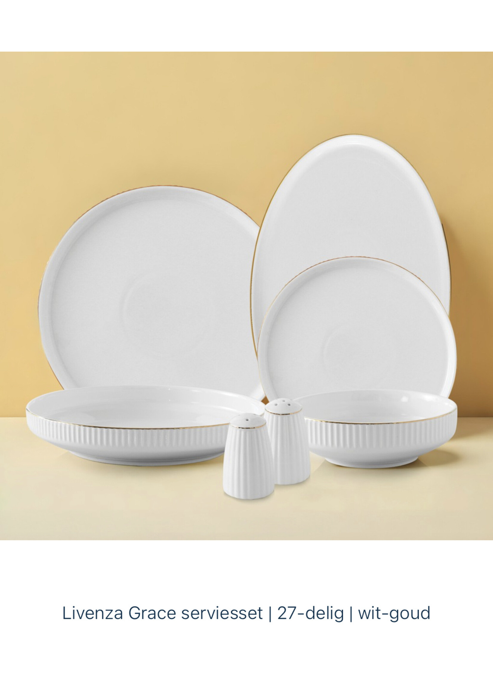 Livenza Grace serviesset | 27-delig | wit-goud