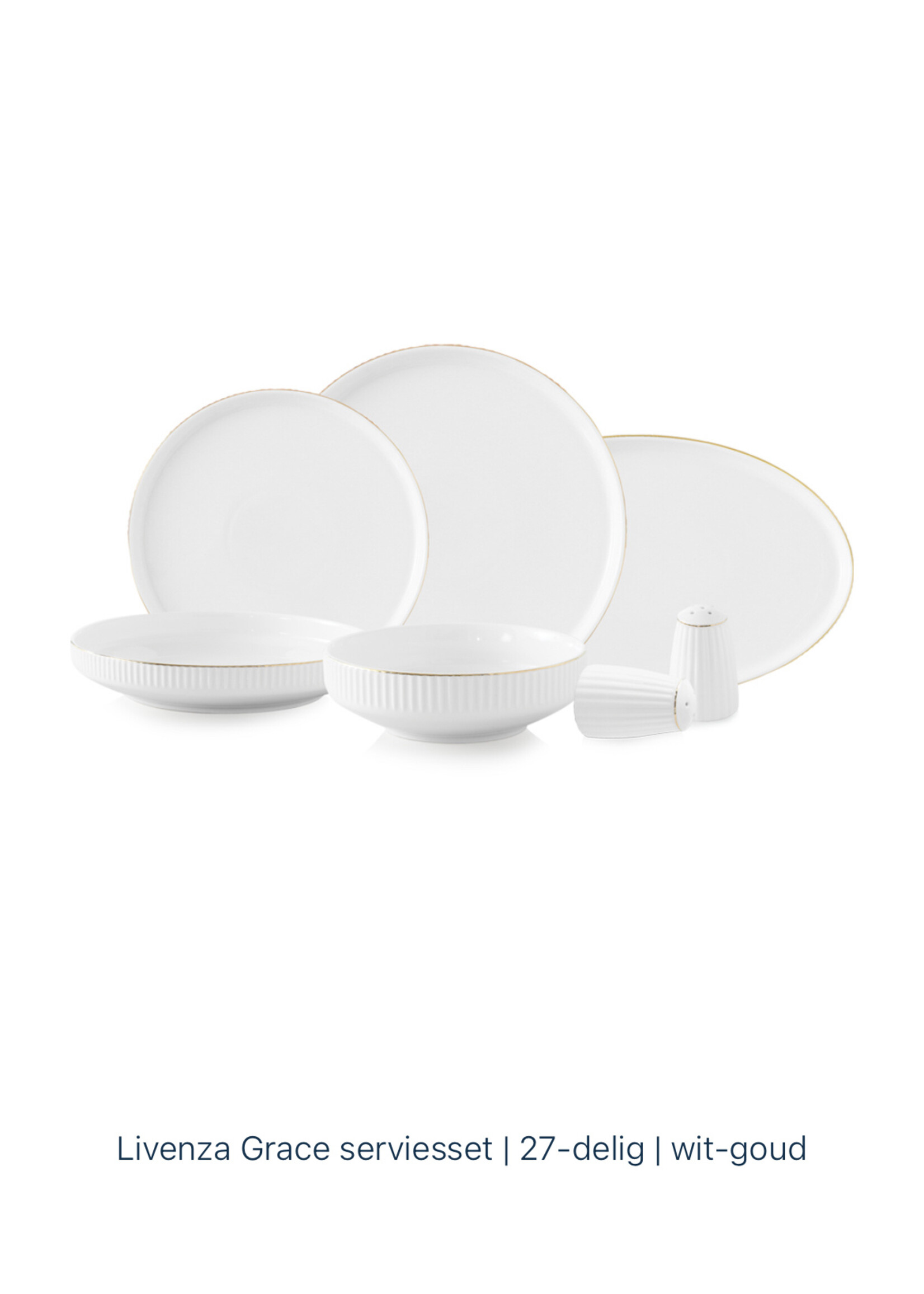 Livenza Grace serviesset | 27-delig | wit-goud