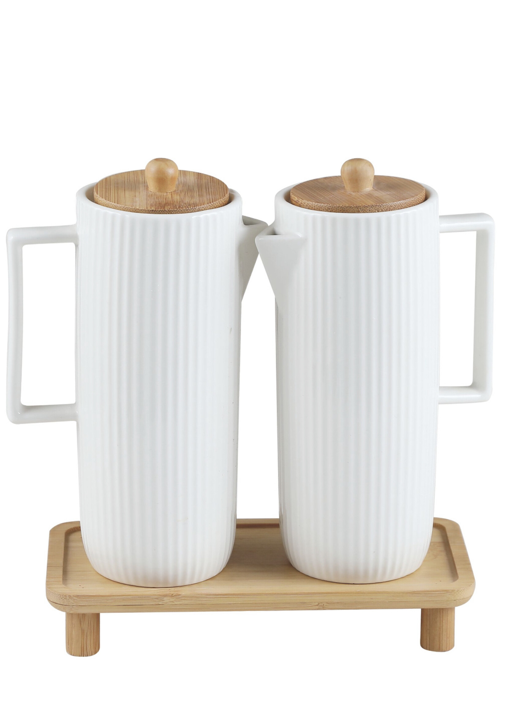 Bavary Ensemble huile et vinaigre avec support en bambou