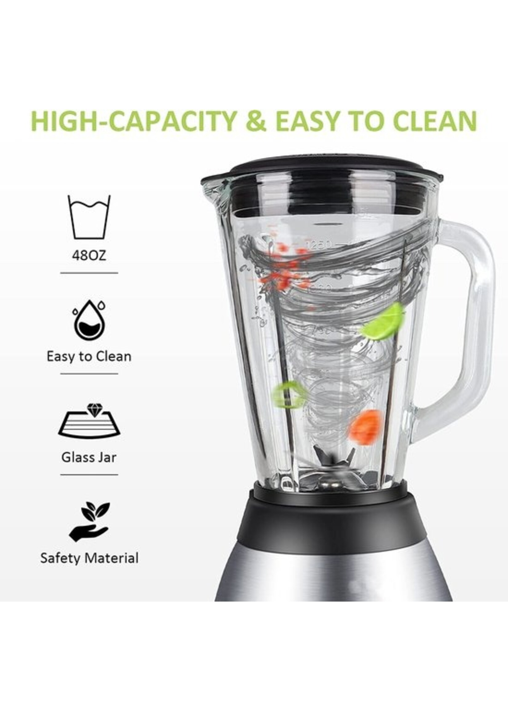 Royalty Line Blender - Smoothie Blender Met Grinder - 1.5 Liter - 3 Snelheden - RVS Met Glazen Kan - Blender To Go - Zilver