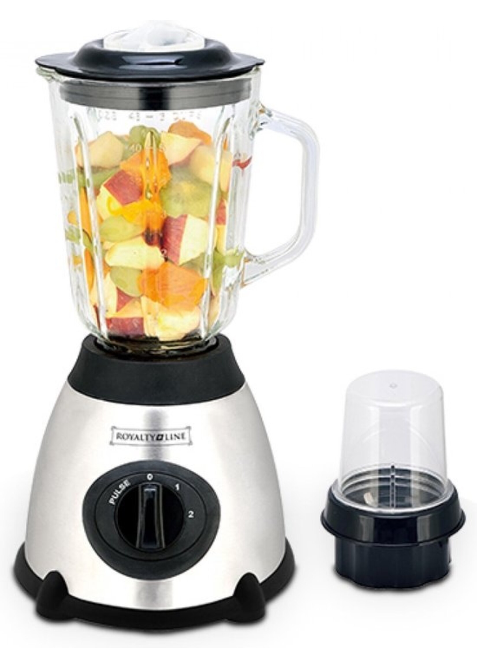 Royalty Line Blender - Smoothie Blender Met Grinder - 1.5 Liter - 3 Snelheden - RVS Met Glazen Kan - Blender To Go - Zilver