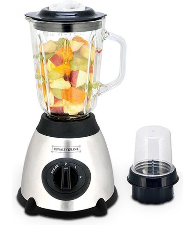 Royalty Line Blender - Smoothie Blender Met Grinder - 1.5 Liter - 3 Snelheden - RVS Met Glazen Kan - Blender To Go - Zilver