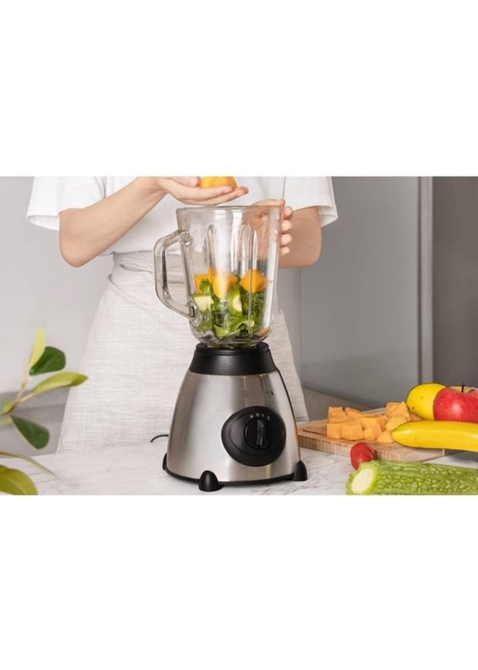 Royalty Line Blender - Smoothie Blender Met Grinder - 1.5 Liter - 3 Snelheden - RVS Met Glazen Kan - Blender To Go - Zilver