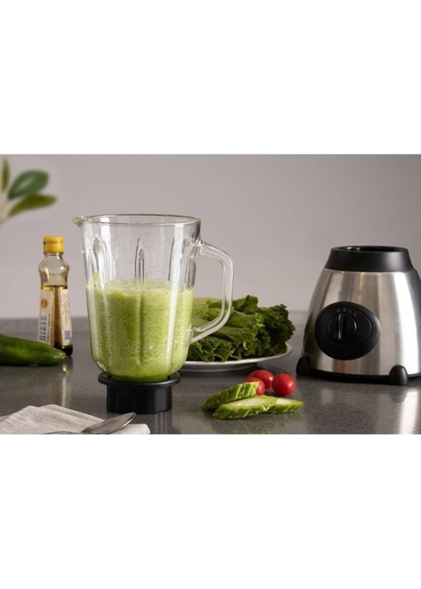 Blender Royalty Line - Blender Smoothie avec Broyeur - 1,5 Litre - 3 Vitesses - Acier Inoxydable avec Pichet en Verre - Blender To Go - Argent