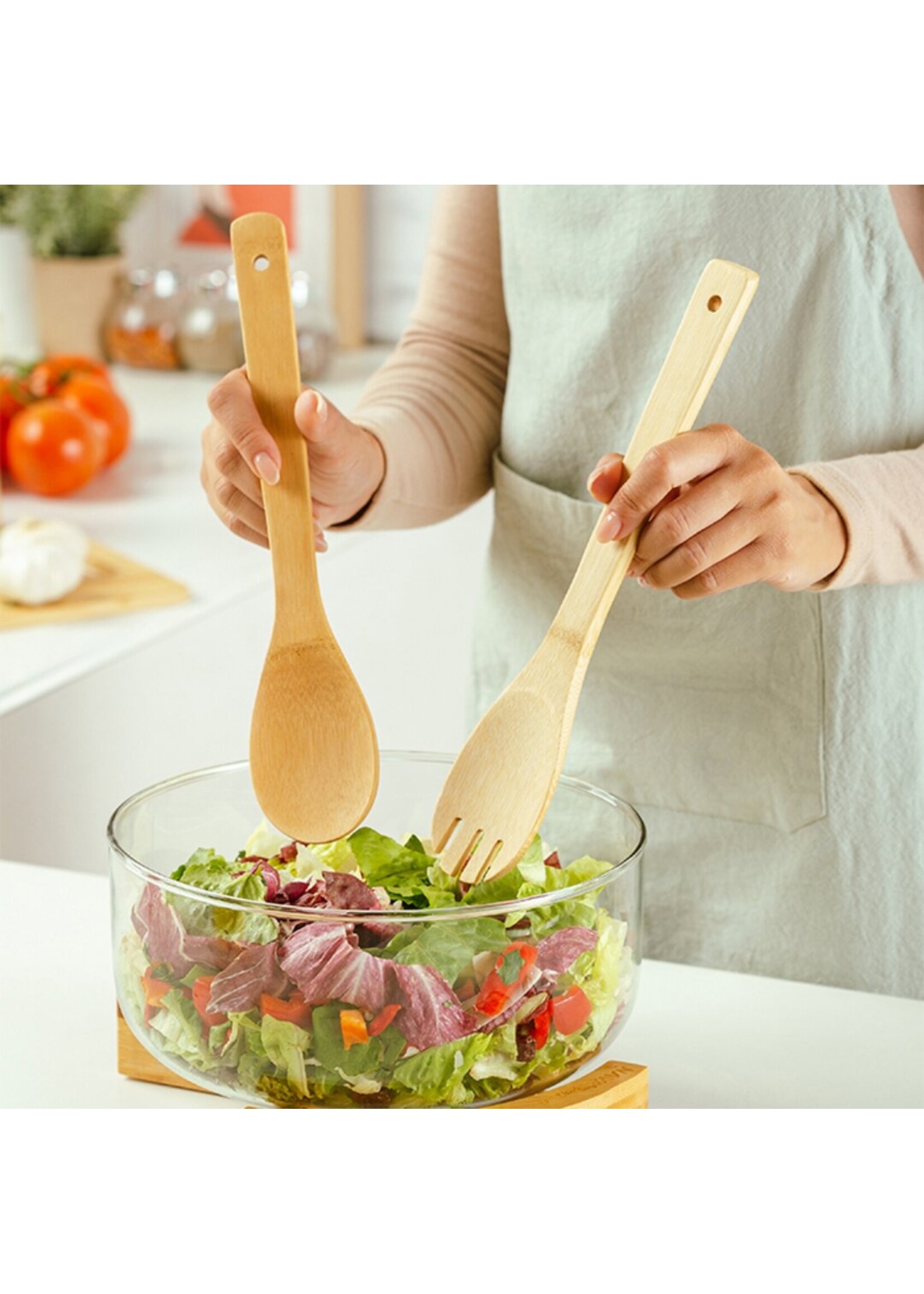Saladier avec couverts à salade Verre TERRESTRIAL 24 cm, 4 l