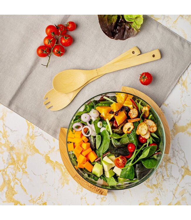 Salatschüssel mit Salatbesteck Glas TERRESTRIAL 24 cm, 4 l