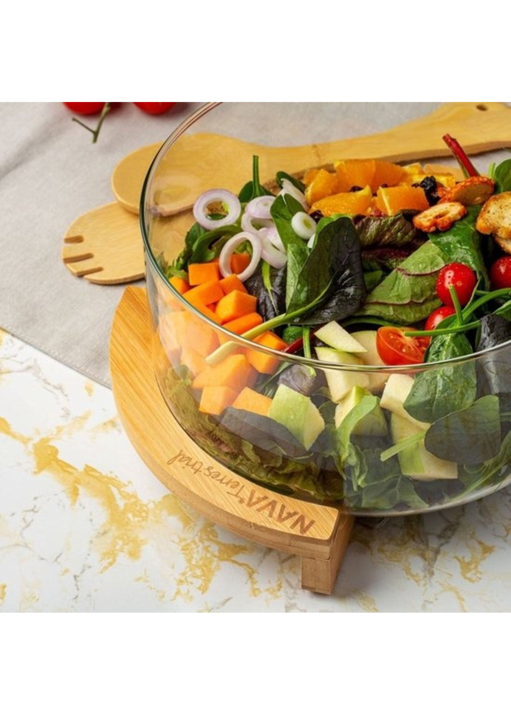 Saladekom met Slabestek Glas TERRESTRIAL 24 cm, 4 l