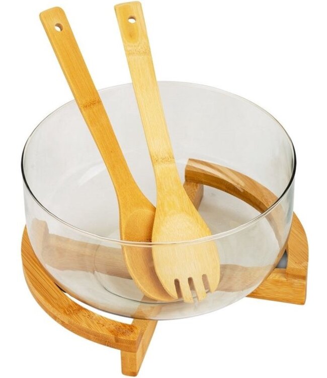 Saladekom met Slabestek Glas TERRESTRIAL 24 cm, 4 l