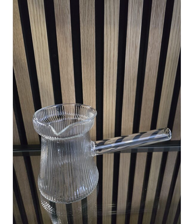 Glazen Cezve 500ml – Hittebestendige cezve met Elegant Rippel Design