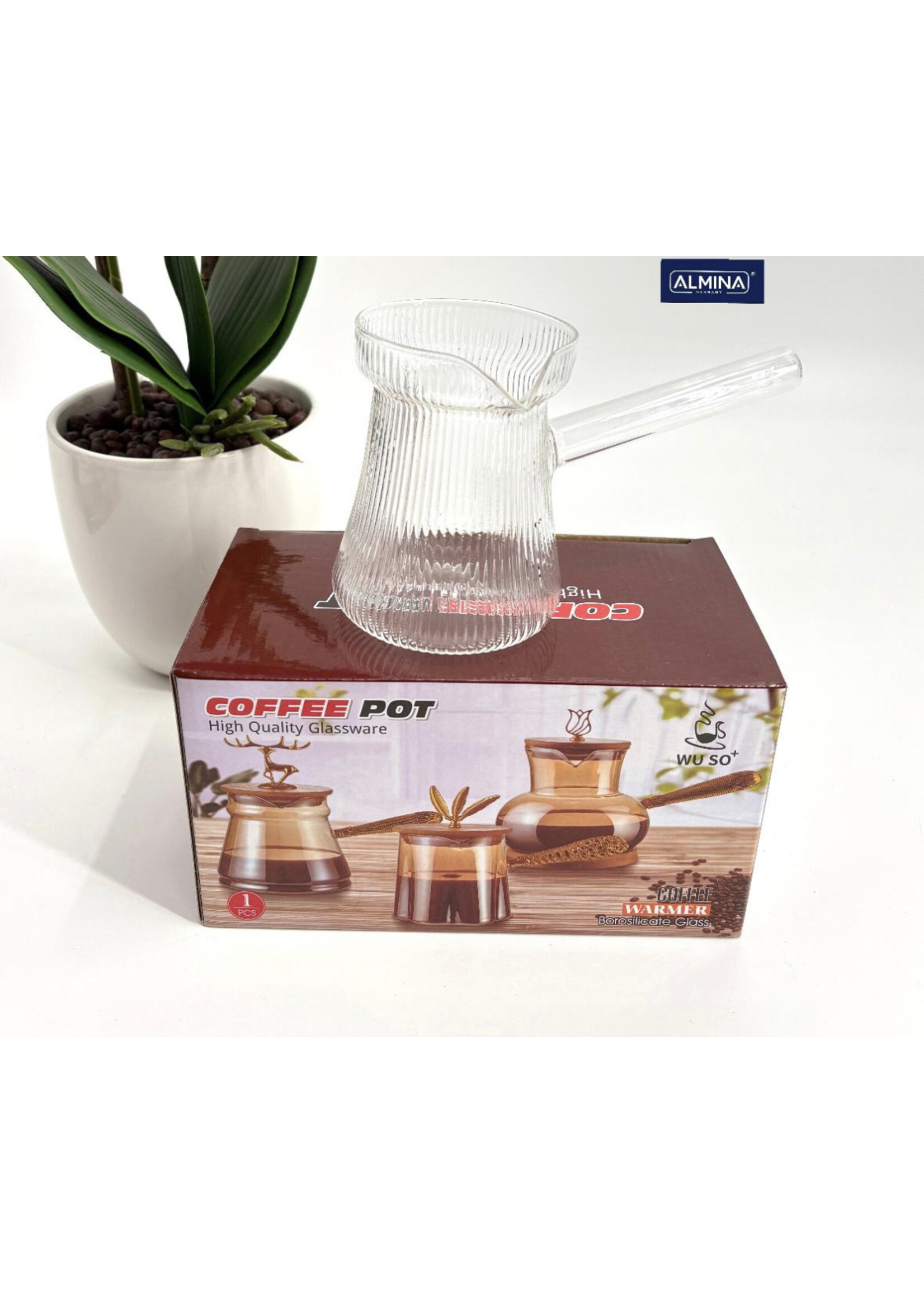 Glas-Cezve 500 ml – hitzebeständiges Cezve mit elegantem Rippel-Design