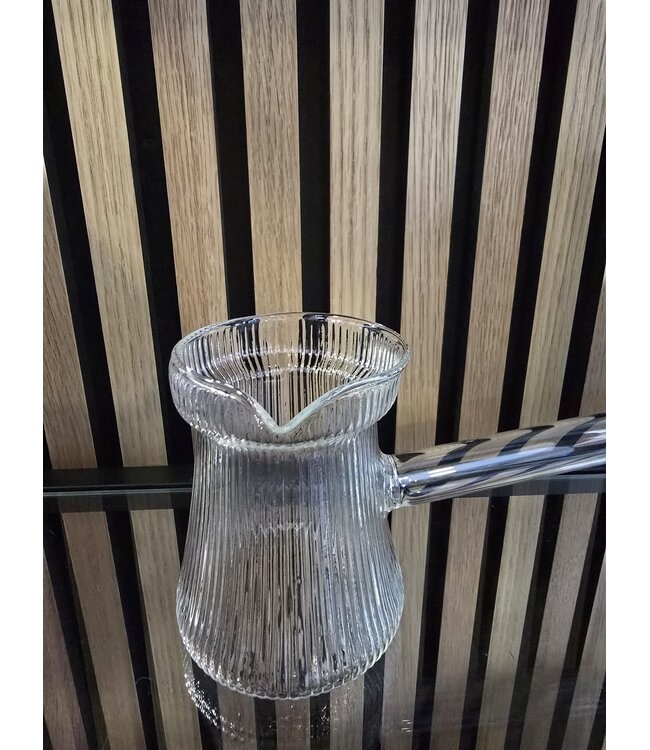 Glazen Cezve 500ml – Hittebestendige cezve met Elegant Rippel Design