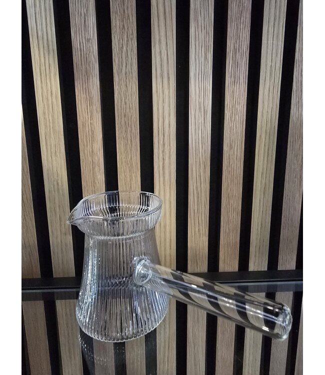 Glazen Cezve 500ml – Hittebestendige cezve met Elegant Rippel Design