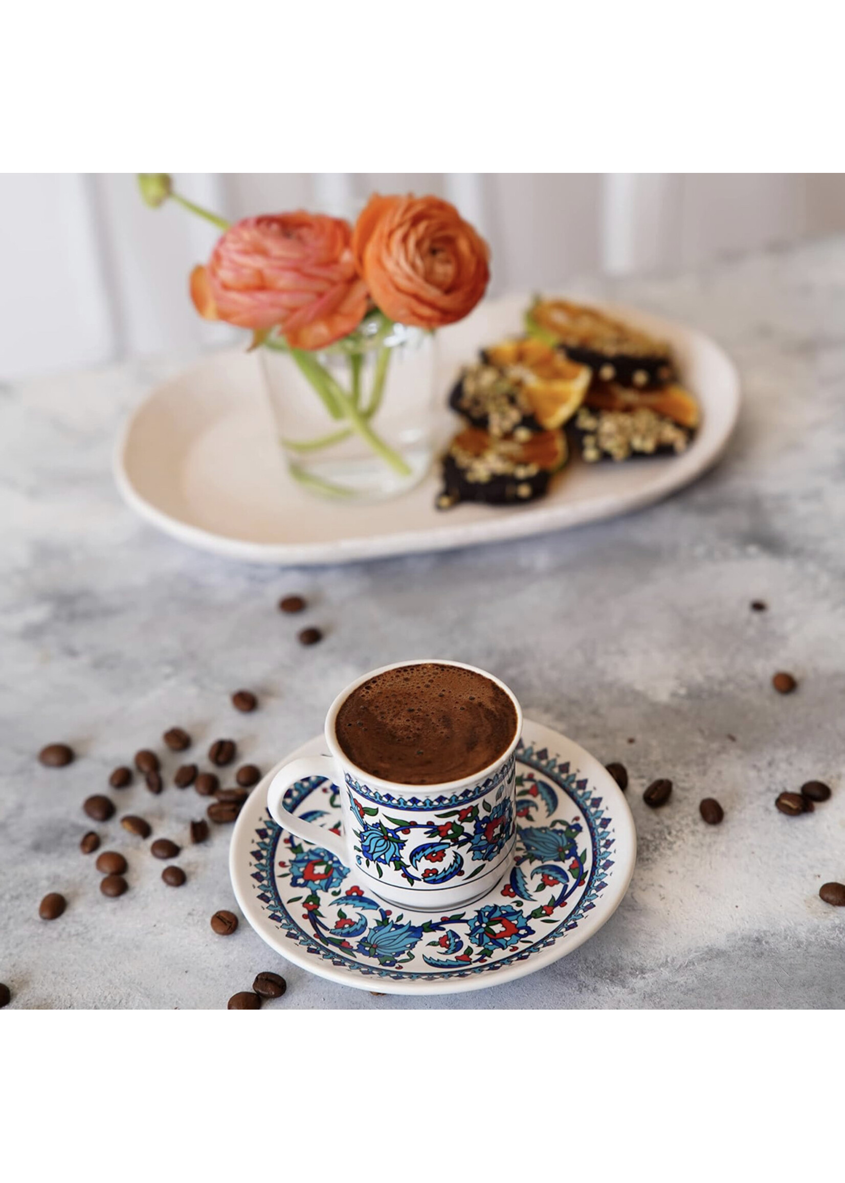 Kütahya Türkische Kaffeetassen im 6er-Set mit Untertassen