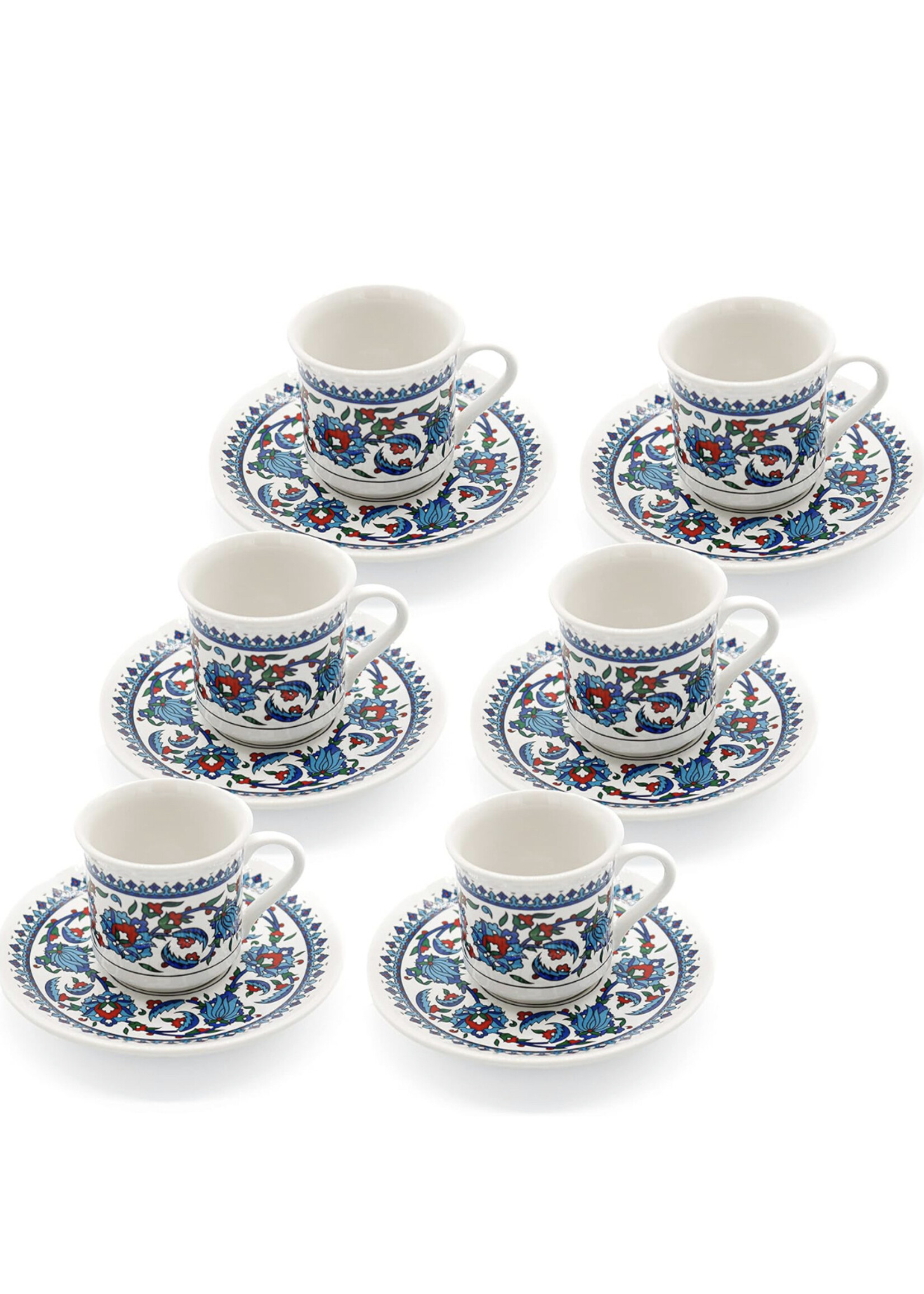 Kütahya Türkische Kaffeetassen im 6er-Set mit Untertassen