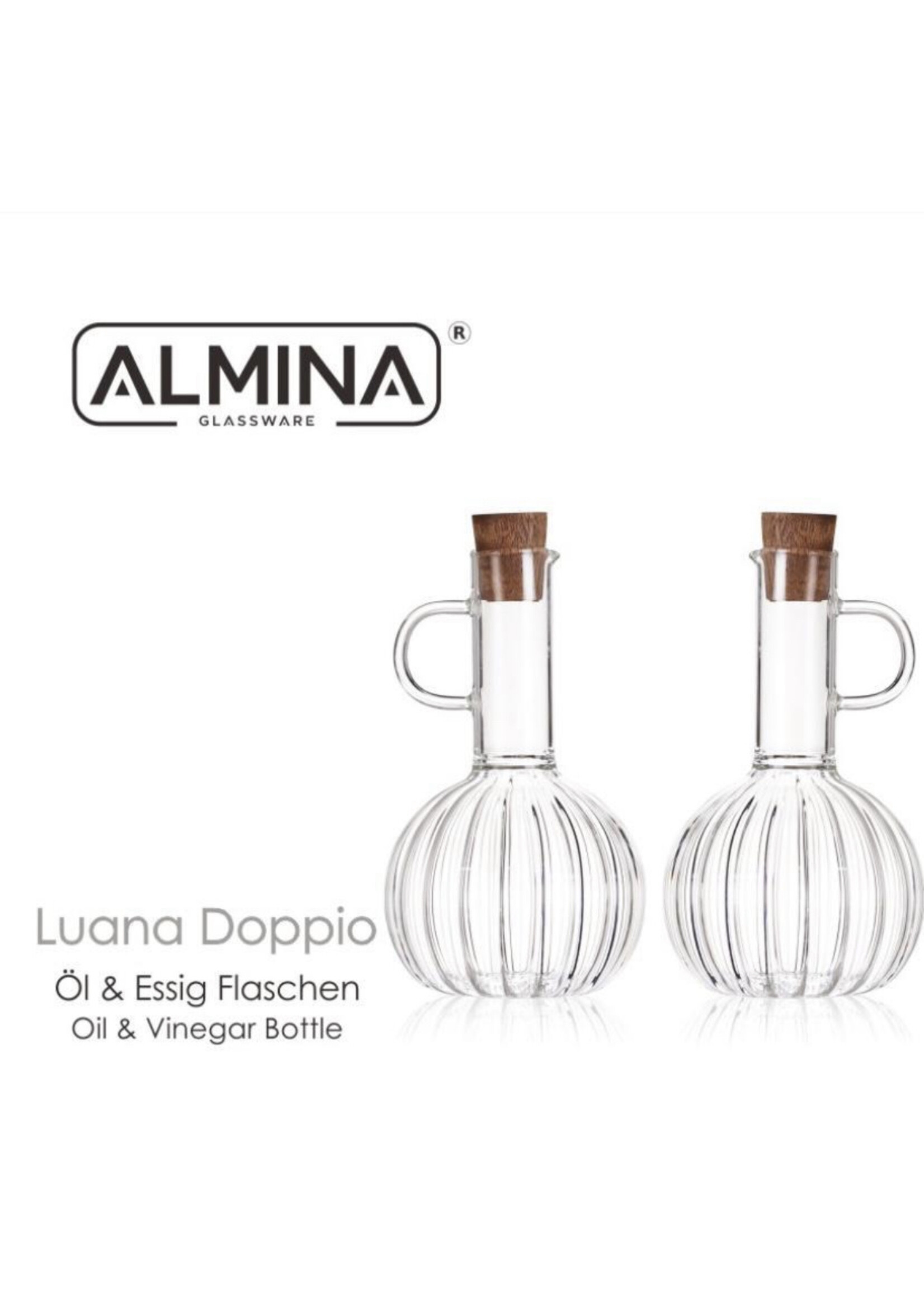 Almina 2 bouteilles d'huile et de vinaigre