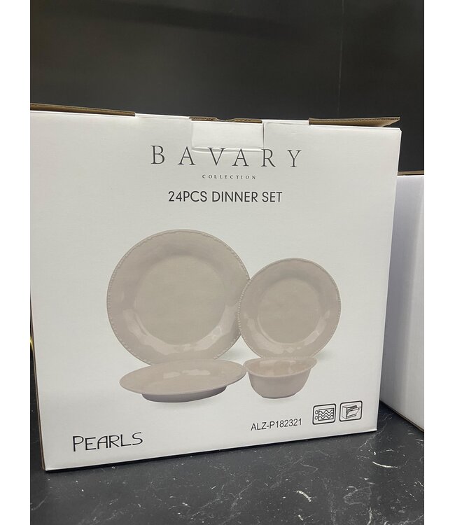 Bavary 24-teiliges Geschirrset Perlen Cremefarben