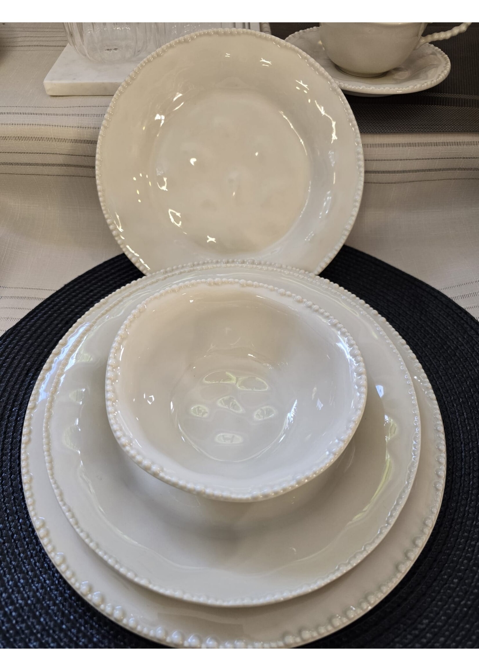 Bavary Service de table 24 pièces couleur crème perles