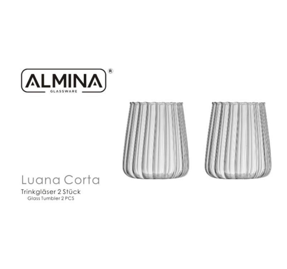 Almina Almina Luana Corta – Set mit 2 Borosilikatgläsern 300 ml