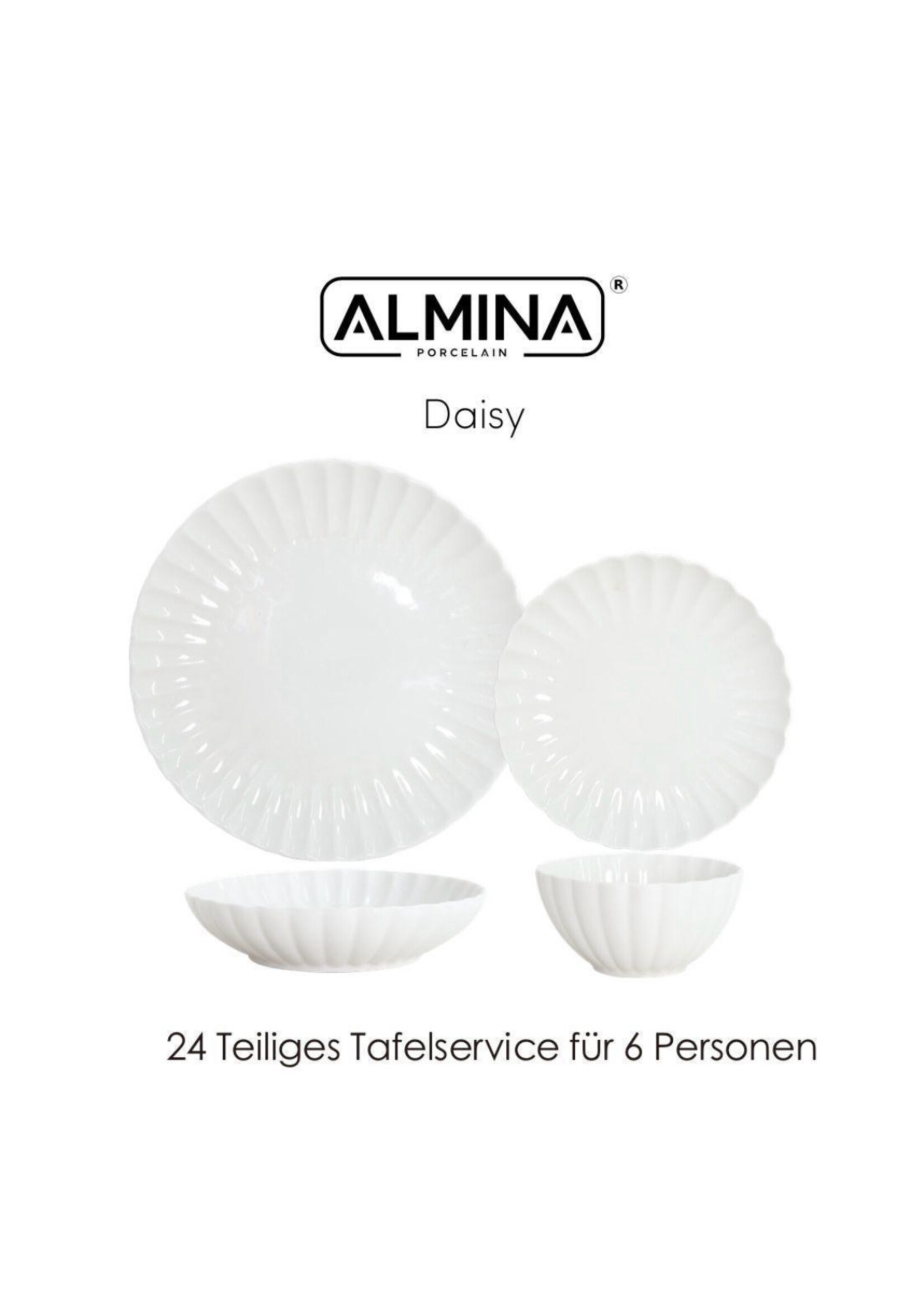 Almina 24-delig Daisy Dinner Set | Wit