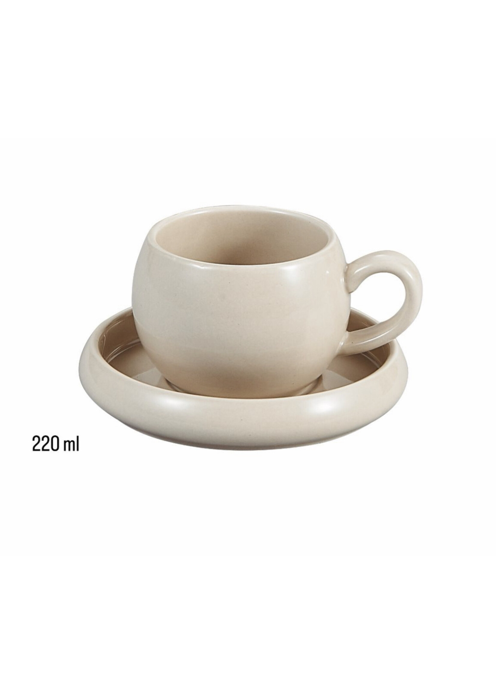 12-teilige Kaffeetassen Almina Lissa Bone Biscuit 220ml