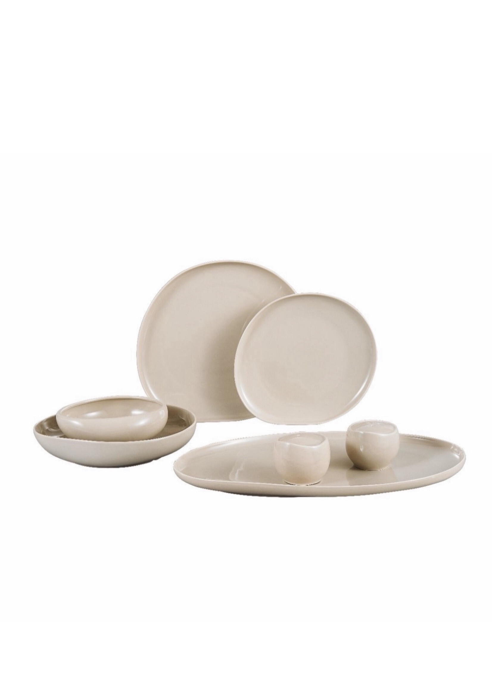 Almina Service de table 27 pièces Wave Biscuit