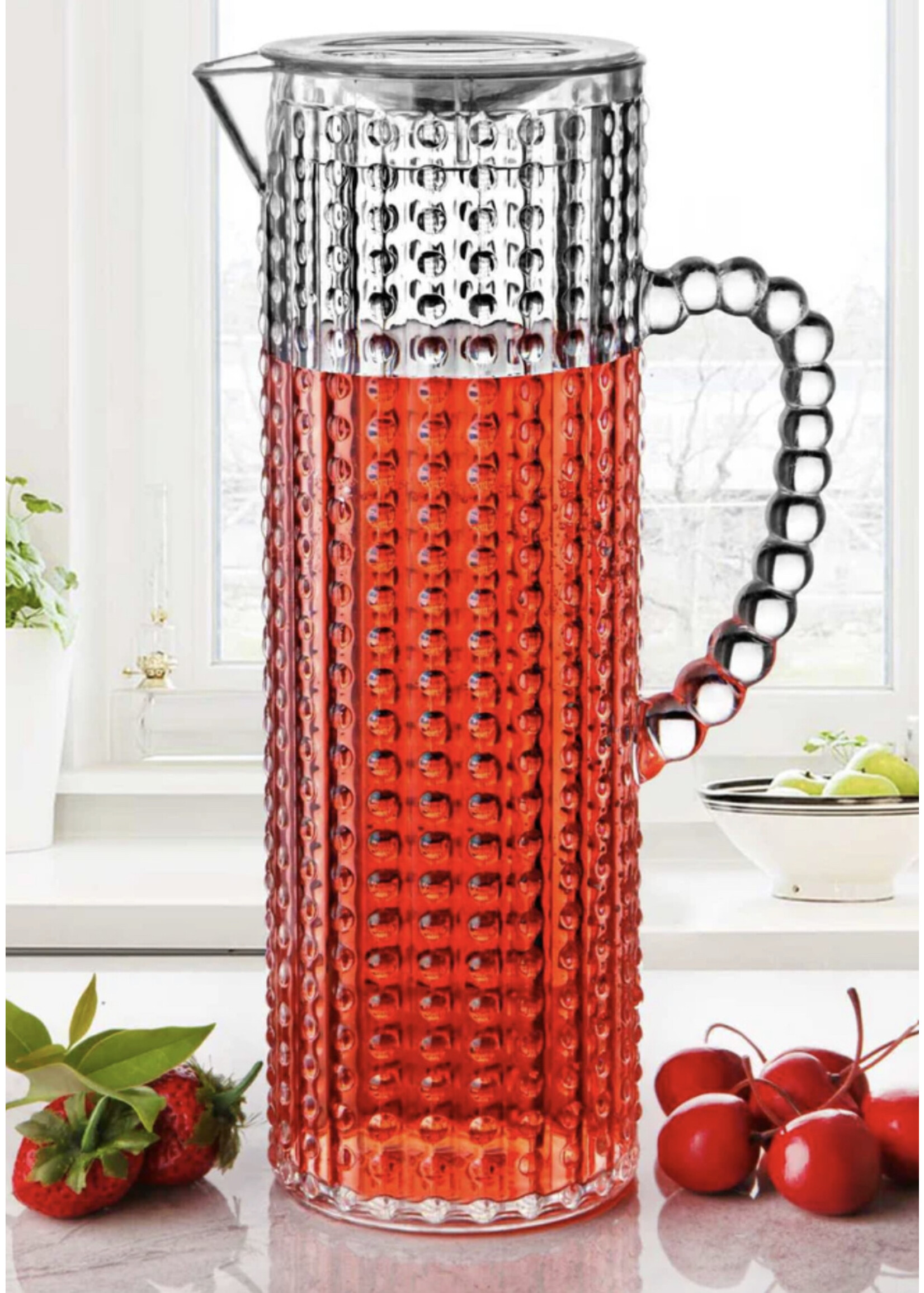 Carafe à eau en plastique avec motif de perles – 1 500 ml