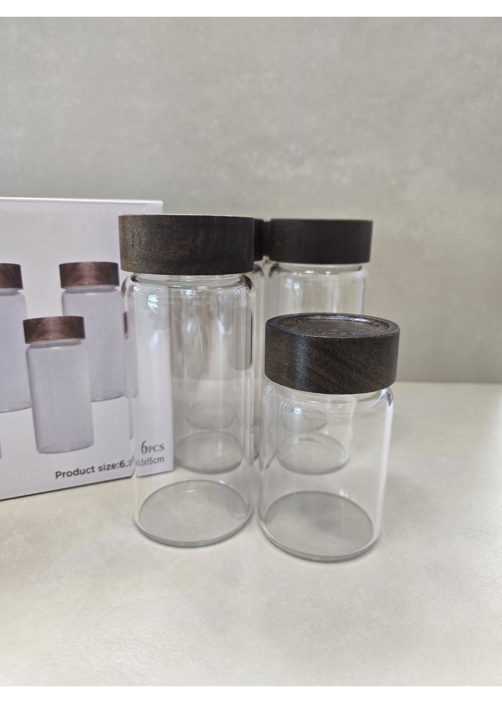 Bavary Lot de 6 bocaux de rangement avec couvercles en bambou