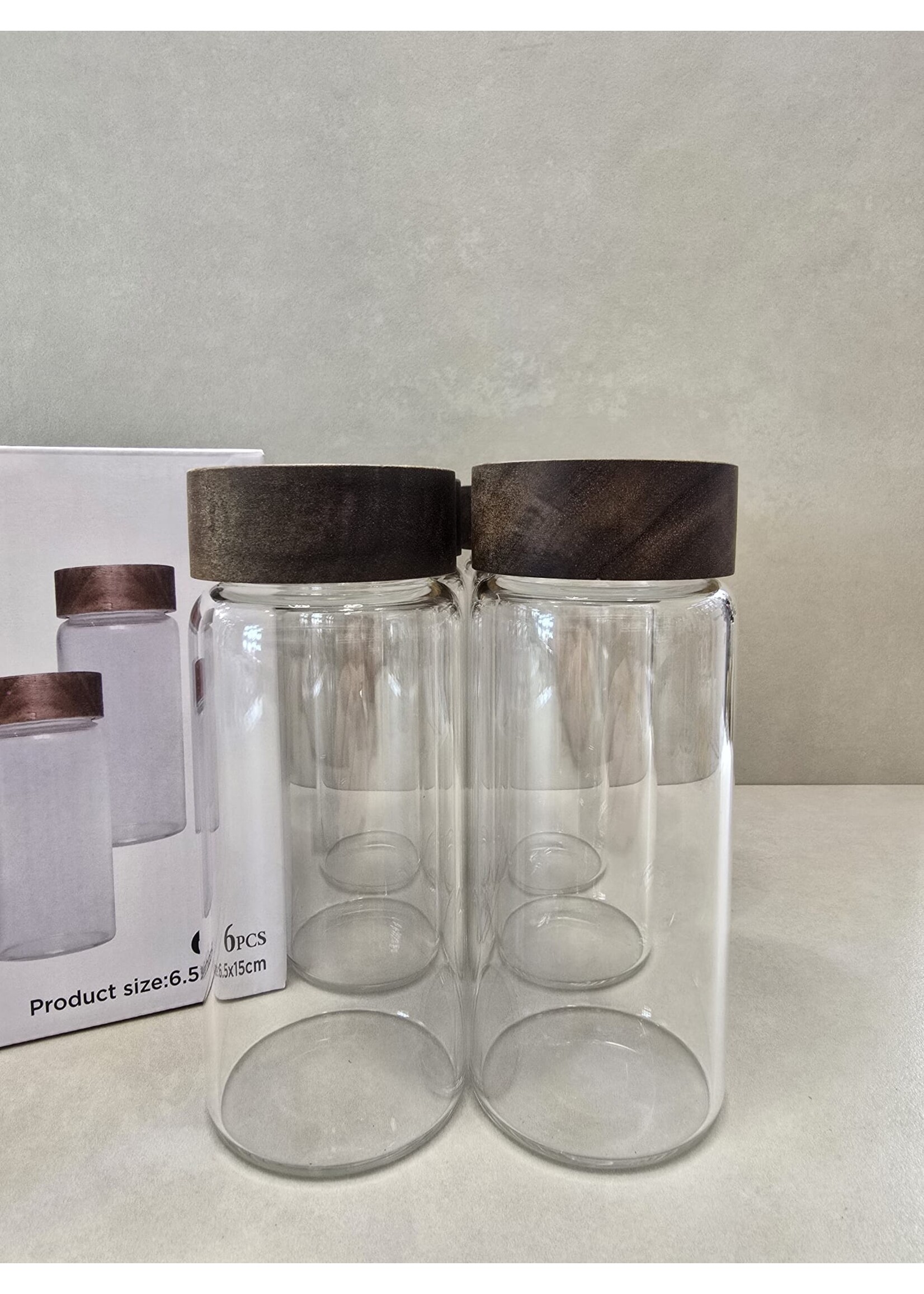 Bavary Lot de 6 bocaux de rangement avec couvercles en bambou