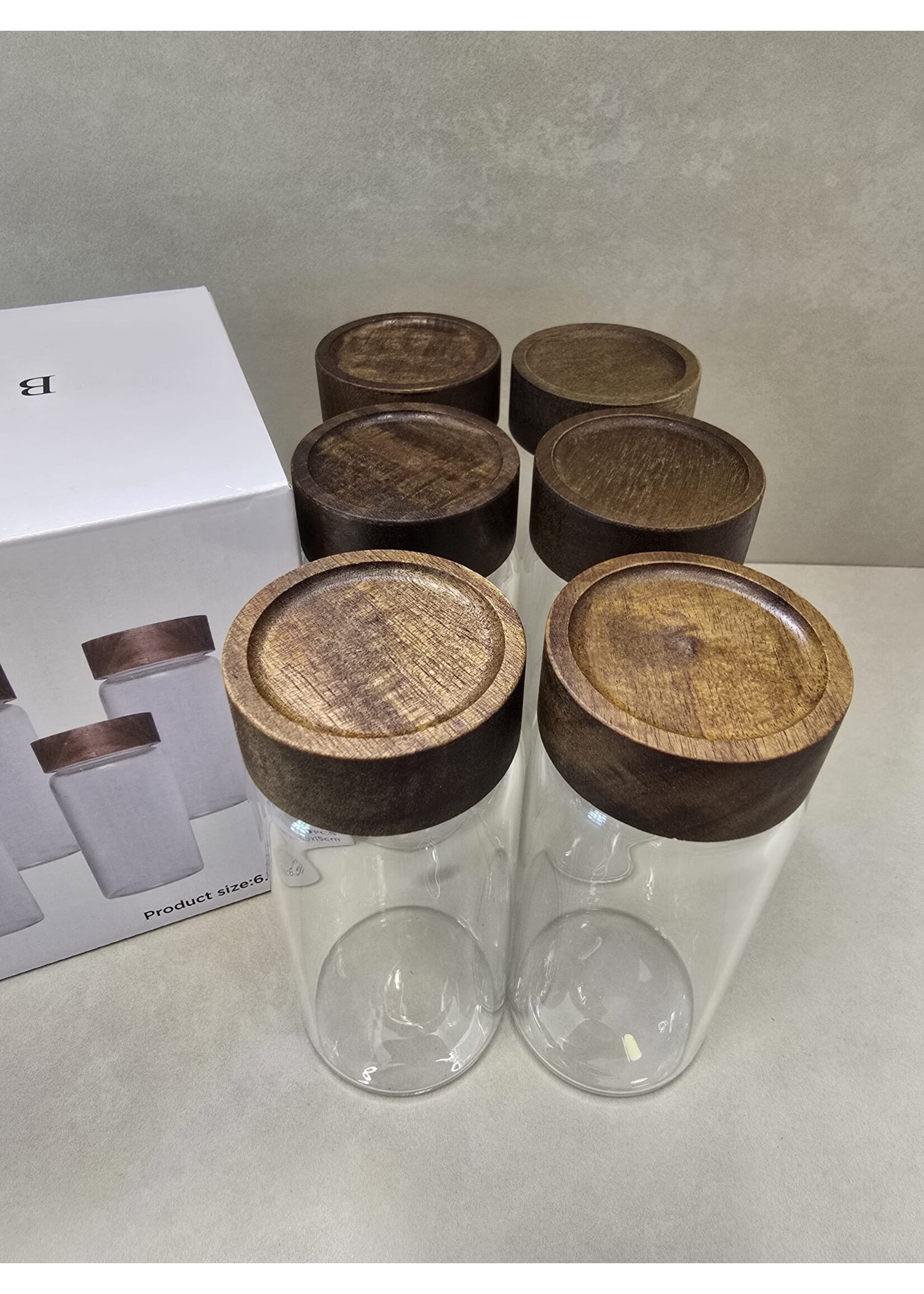 Bavary Lot de 6 bocaux de rangement avec couvercles en bambou