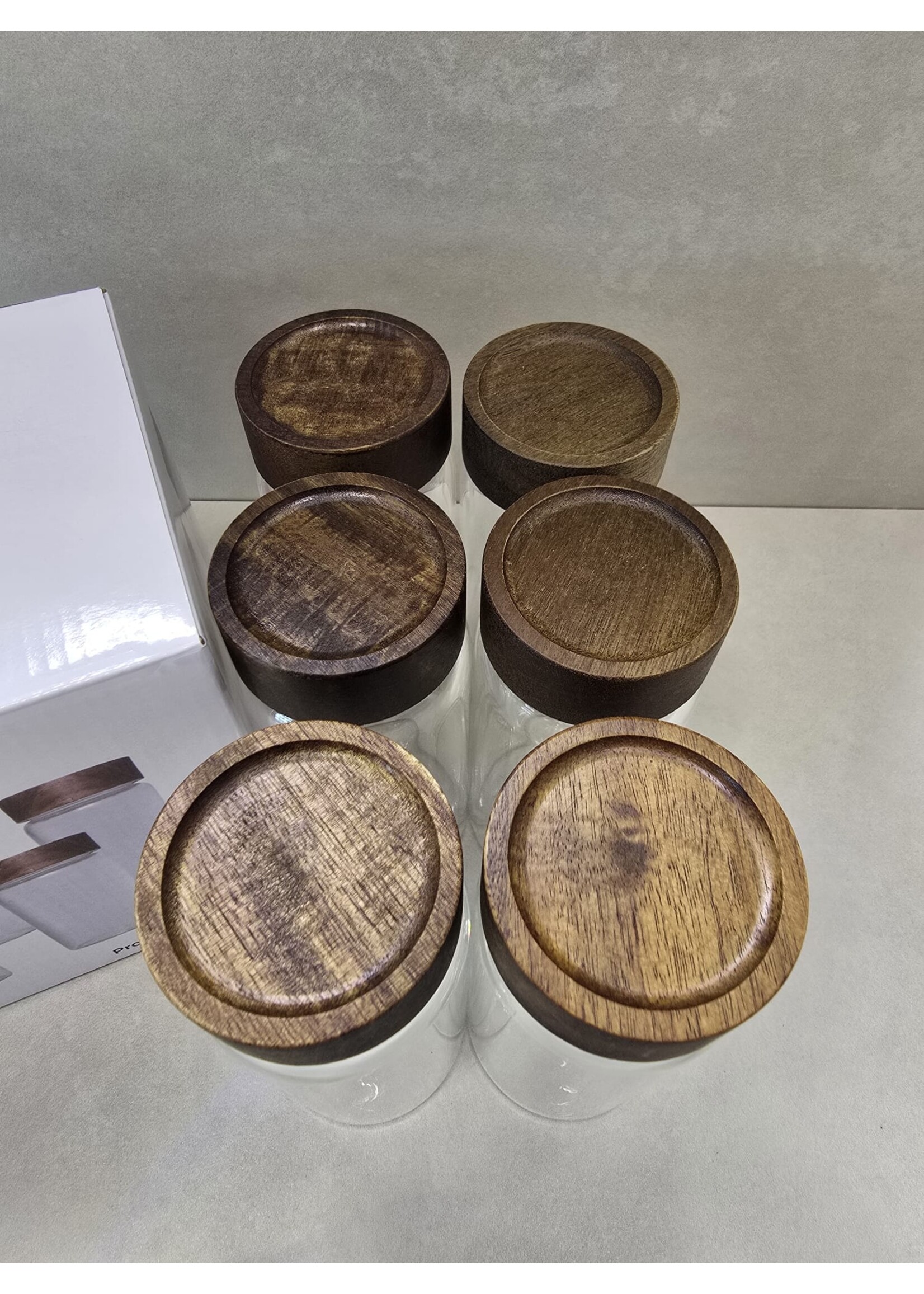 Bavary Lot de 6 bocaux de rangement avec couvercles en bambou