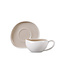 Livenza Service de 6 tasses à café en porcelaine fine avec soucoupes – 200 ml – Blanc/Beige