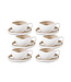 Livenza Service de 6 tasses à café en porcelaine fine avec soucoupes – 200 ml – Blanc/Beige