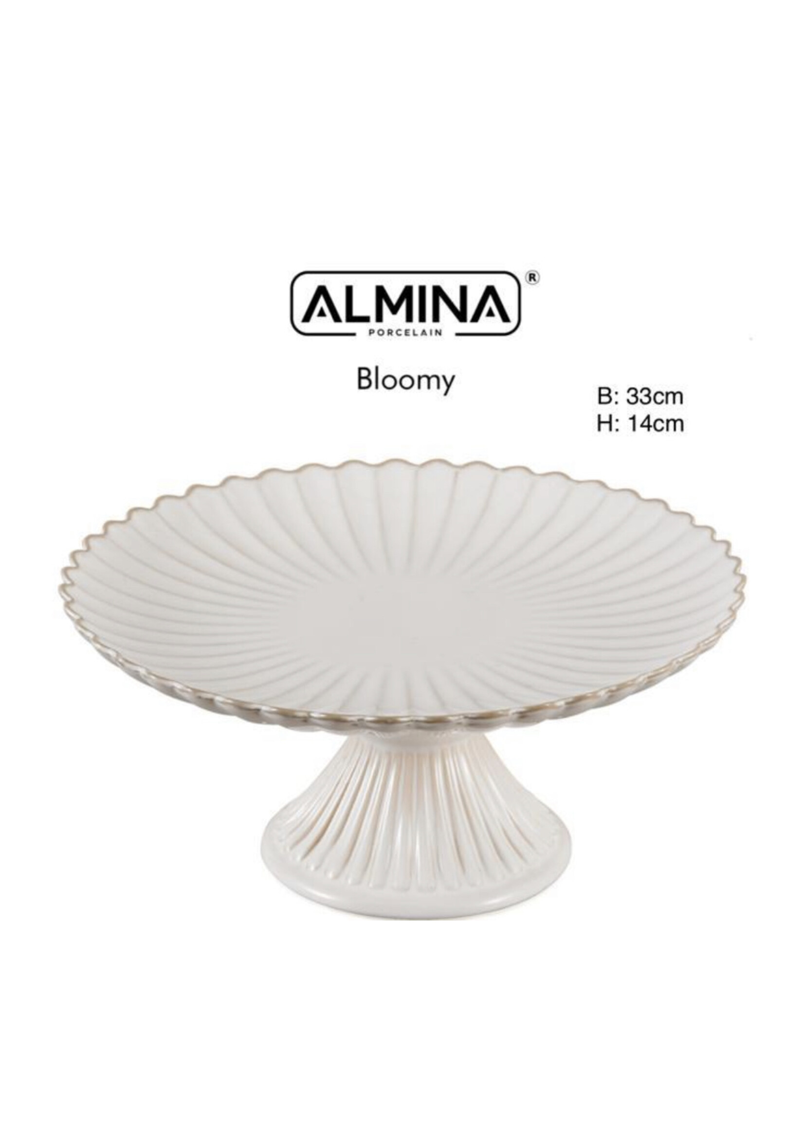 ALMINA Porzellan – Bloomy Kuchenform auf Fuß (Ø 33 cm)