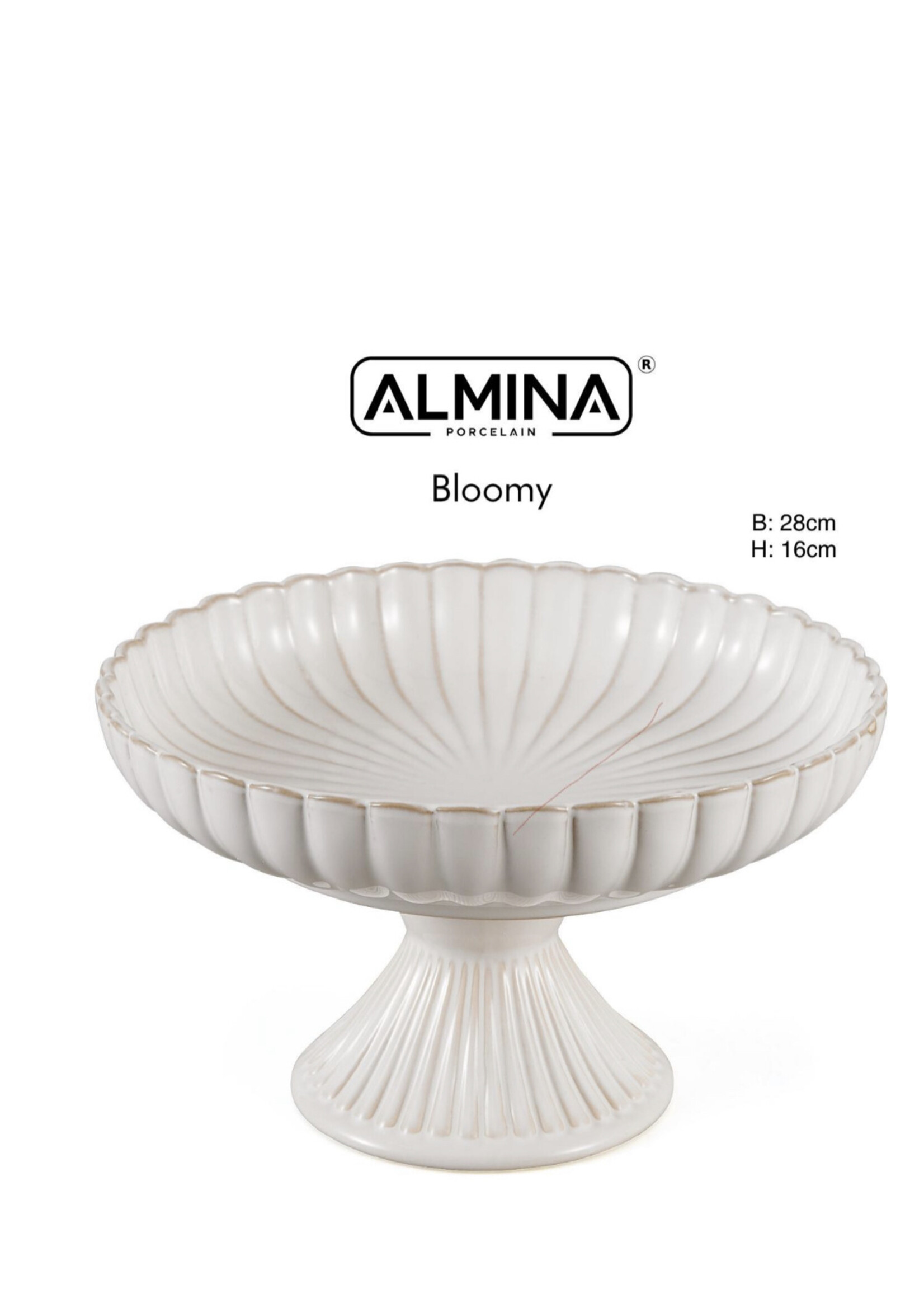 ALMINA Porzellan – Bloomy Kuchenform auf Fuß (Ø 28 cm, hohes Modell)