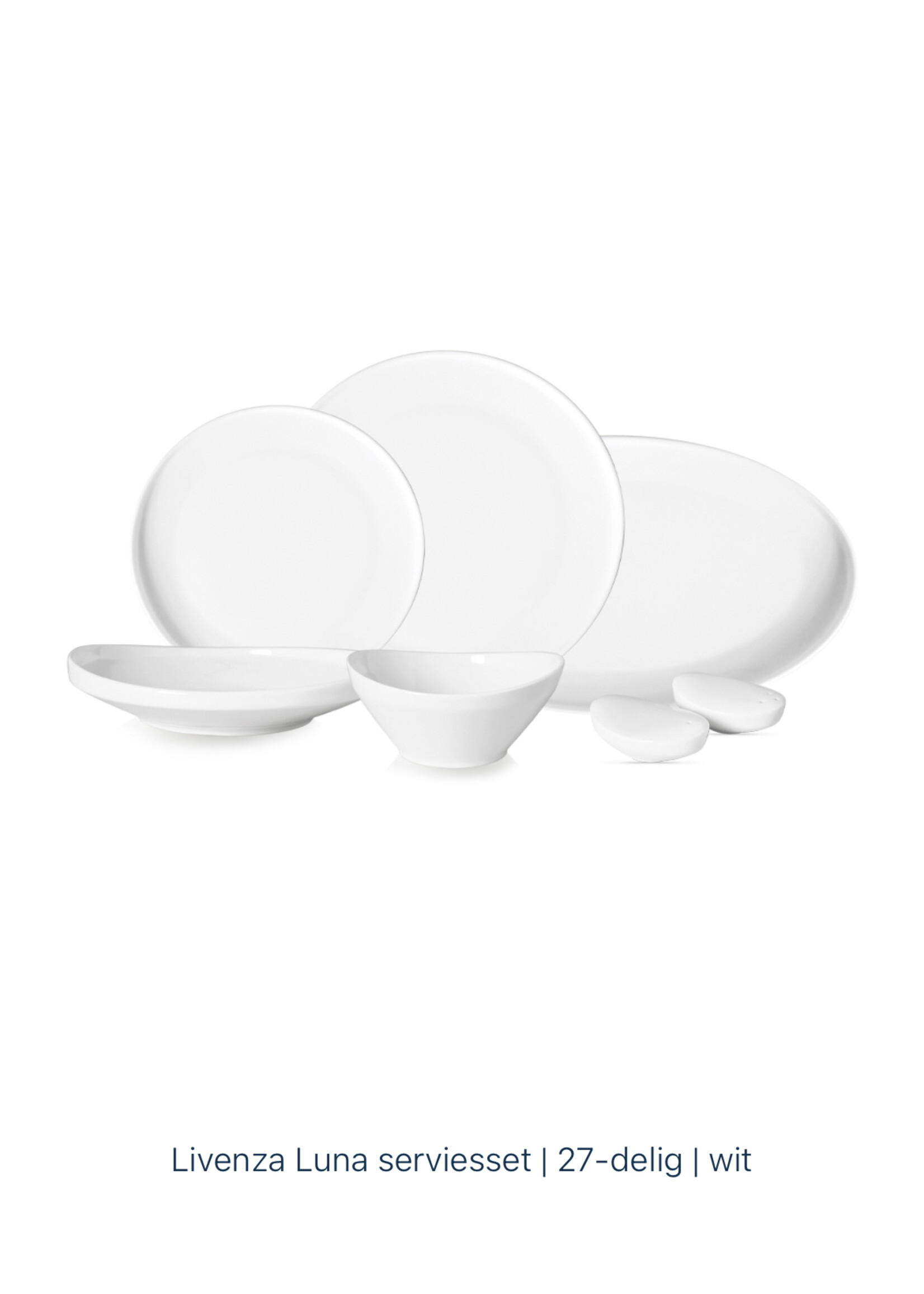Levinza Luna – Service de table 27 pièces en porcelaine fine (blanche et dorée)