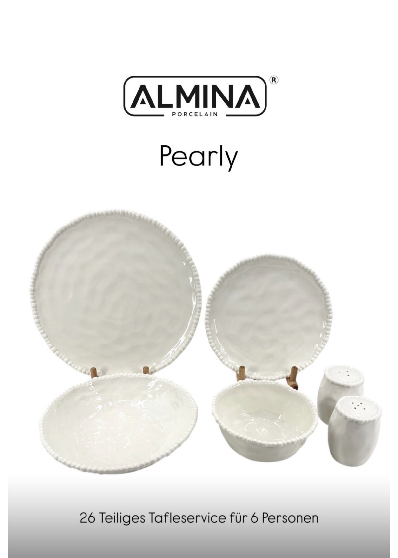 Service de table Almina Pearly 26 pièces blanc