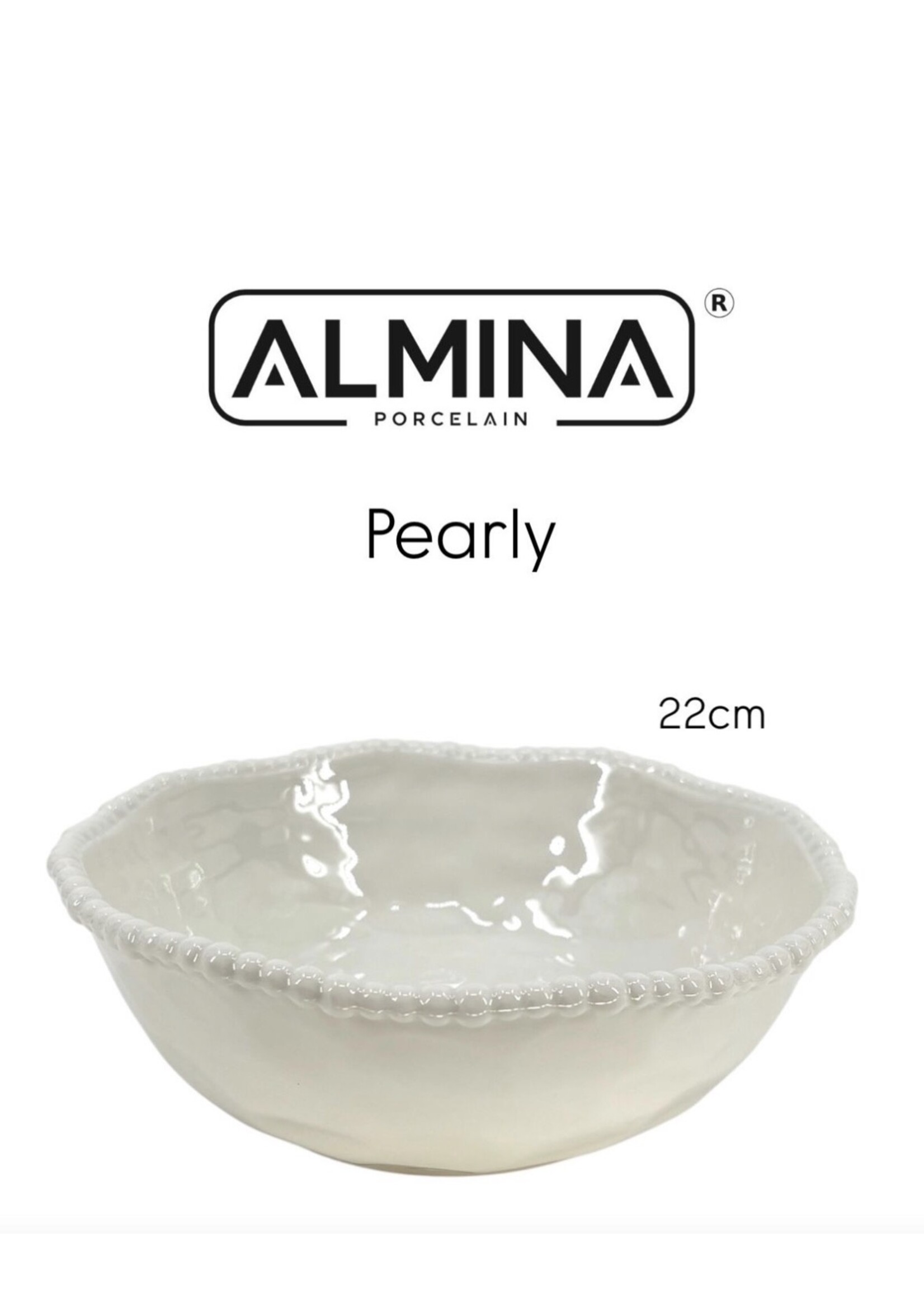 Bol de service nacré Almina 22 cm