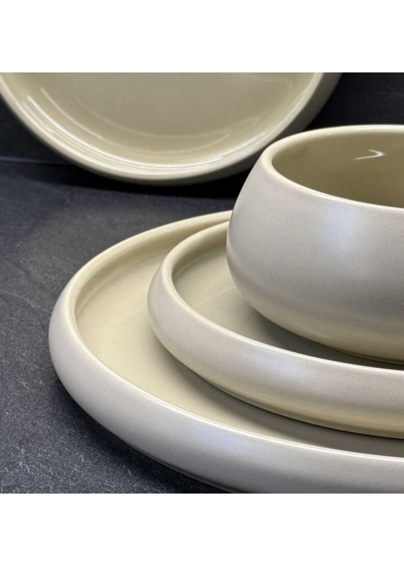 Bavary Service de table 24 pièces potelé beige porcelaine mate