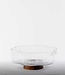 Clover glazen schaal op acacia houten voet | 14 cm