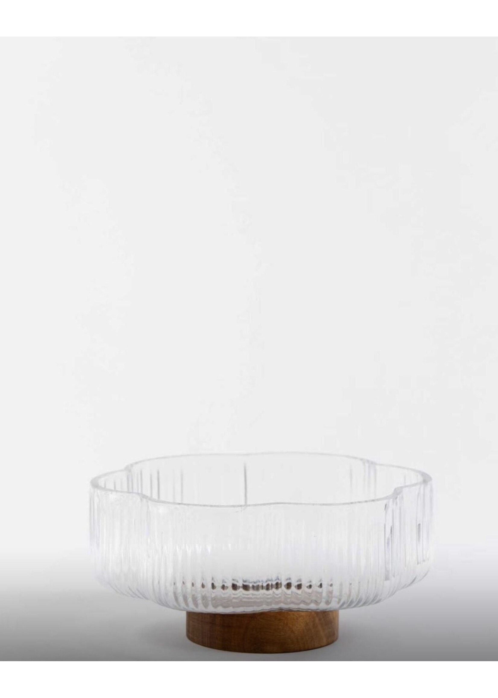 Clover Glasschale auf Akazienholzsockel | 14 cm