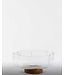 Clover glazen schaal op acacia houten voet | 14 cm