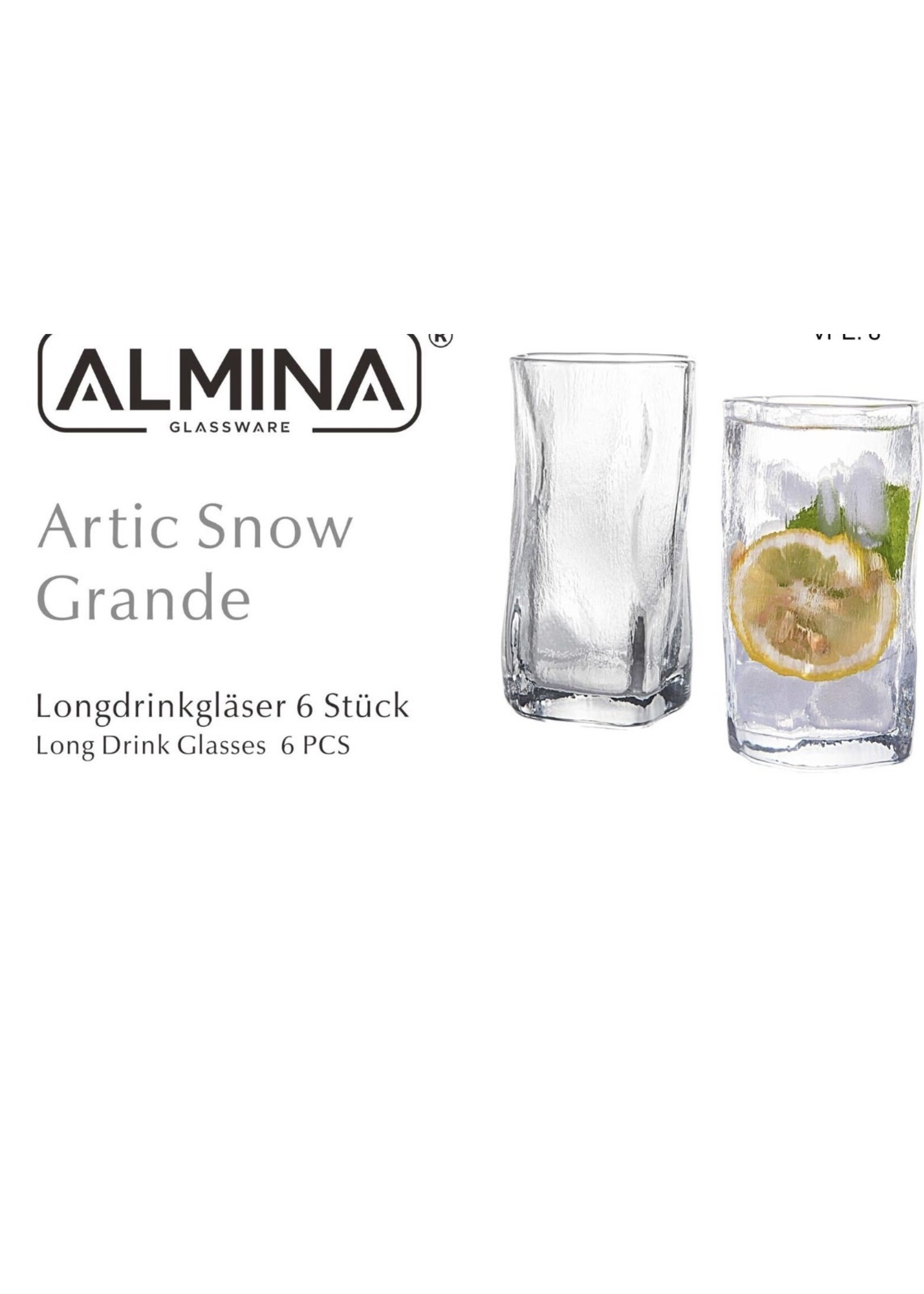 ALMINA Glaswaren Arctic Snow Grande Longdrinkgläser – 6er-Set