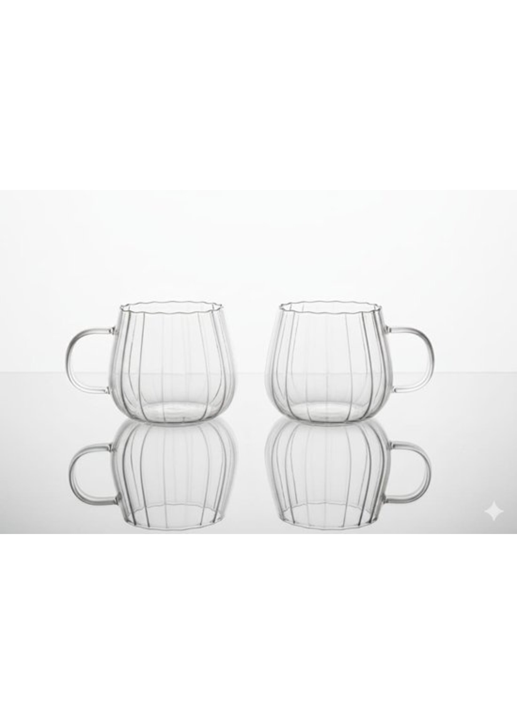 Bavary Timeless Glazen Mok – 350 ml – Set van 2 – Hittebestendig – Koffie & Thee – Luxe Ribbel Design