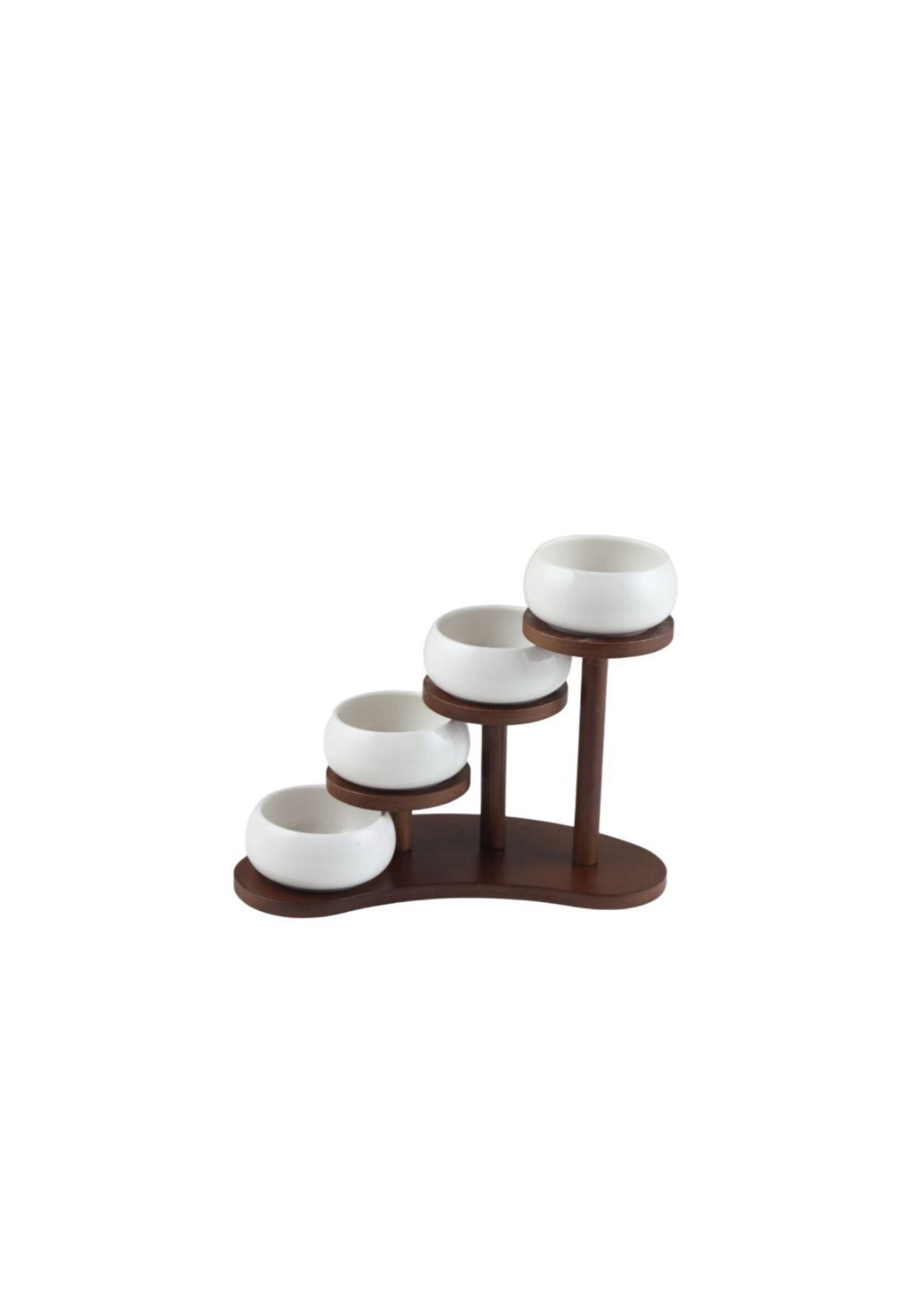 Bavary Service de table composé de 4 pots en porcelaine sur un support en bois