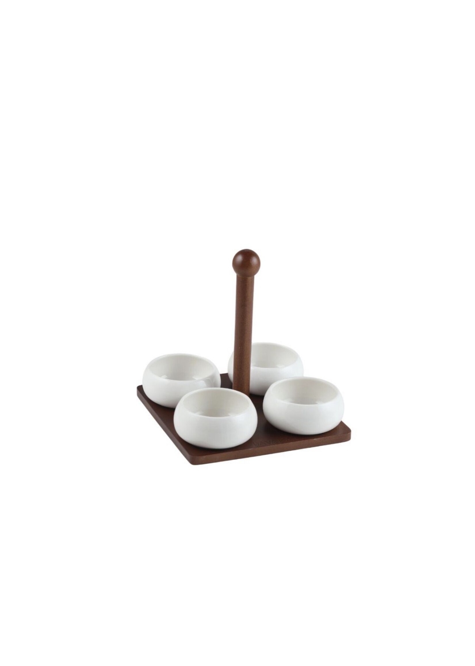 Bavary Service de table composé de 4 bols en porcelaine sur un plateau en bois