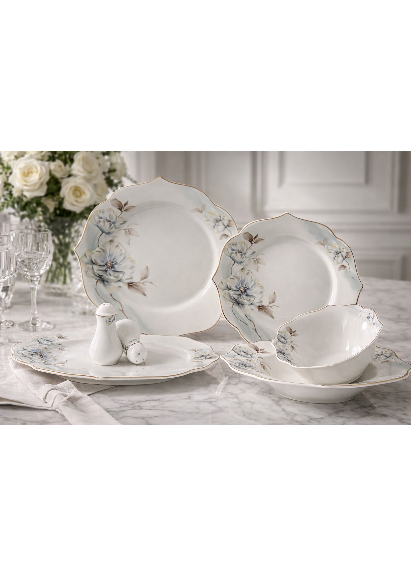 Service de table de luxe 27 pièces – Porcelaine fine