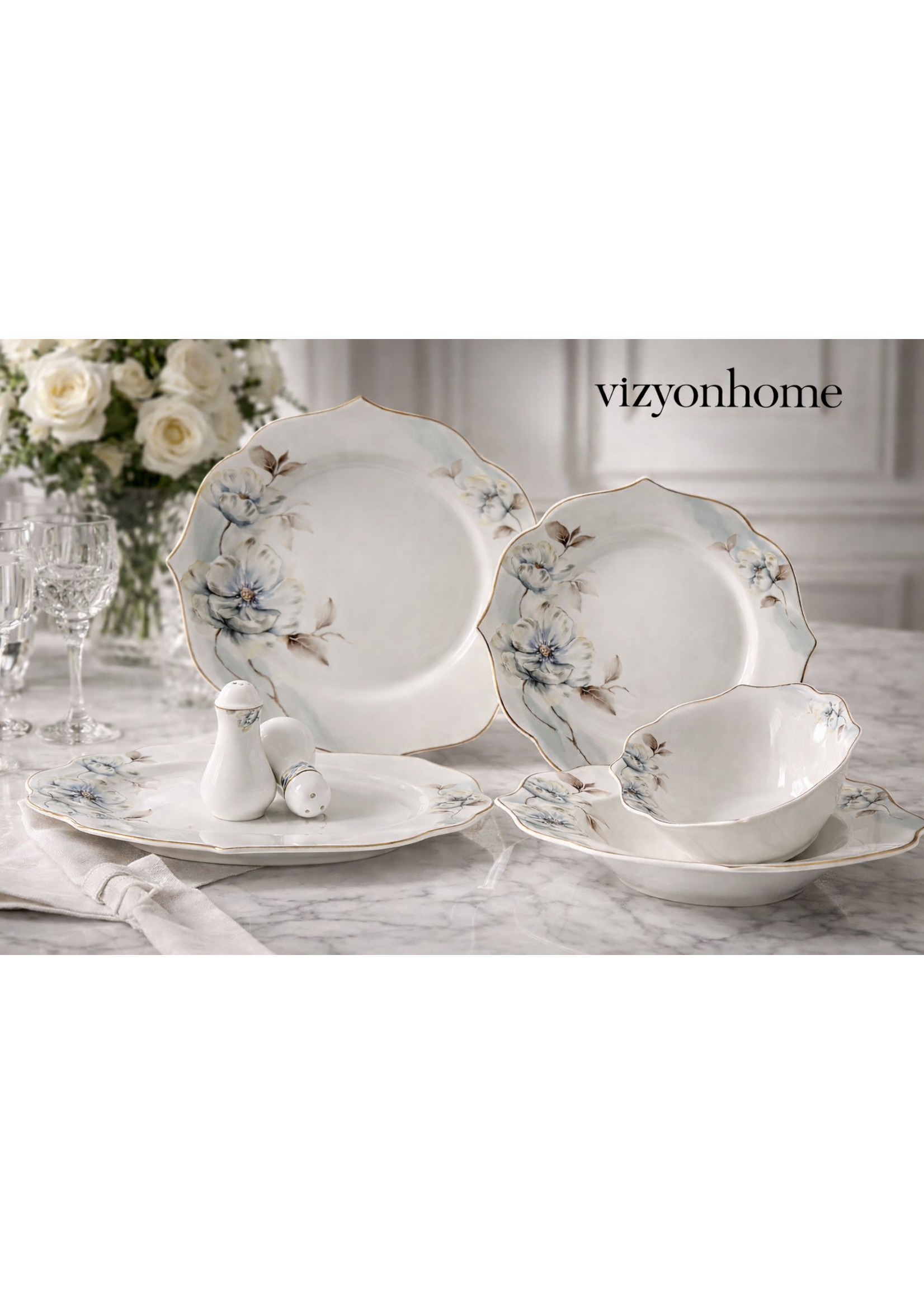 Luxe 27-delige Serviesset – Fijn Porselein