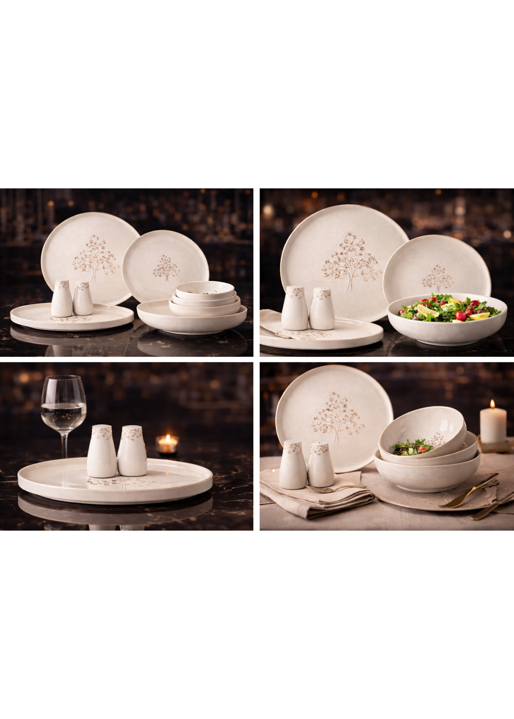 Service de table 27 pièces – Porcelaine fine à bordure dorée